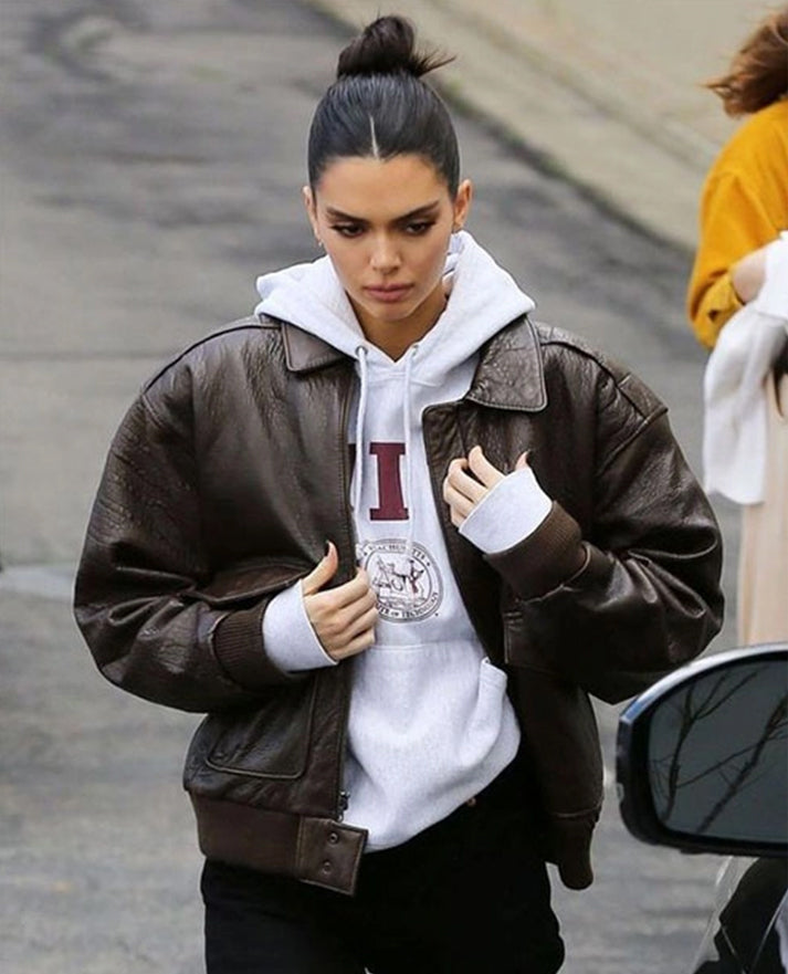 Kendall Jenner Bomber Leather Jacket
