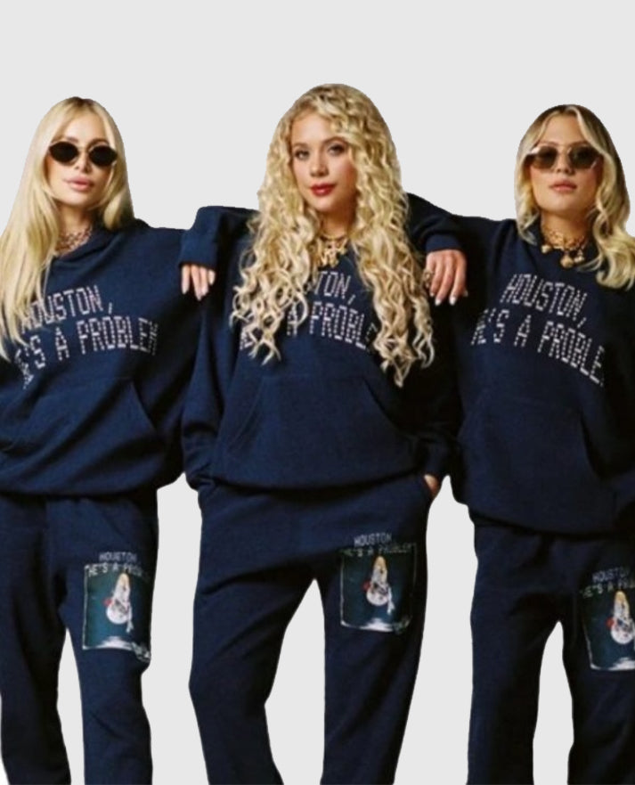 Houston, He's a Problem Racer Navy Blue Hoodie