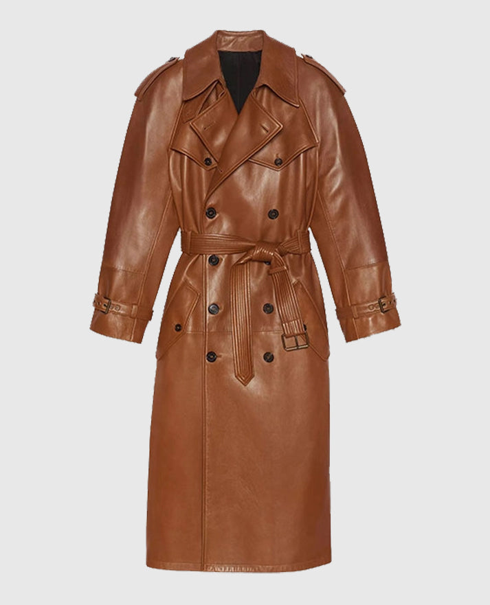 Women's Brown Long Ivy Leather Coat