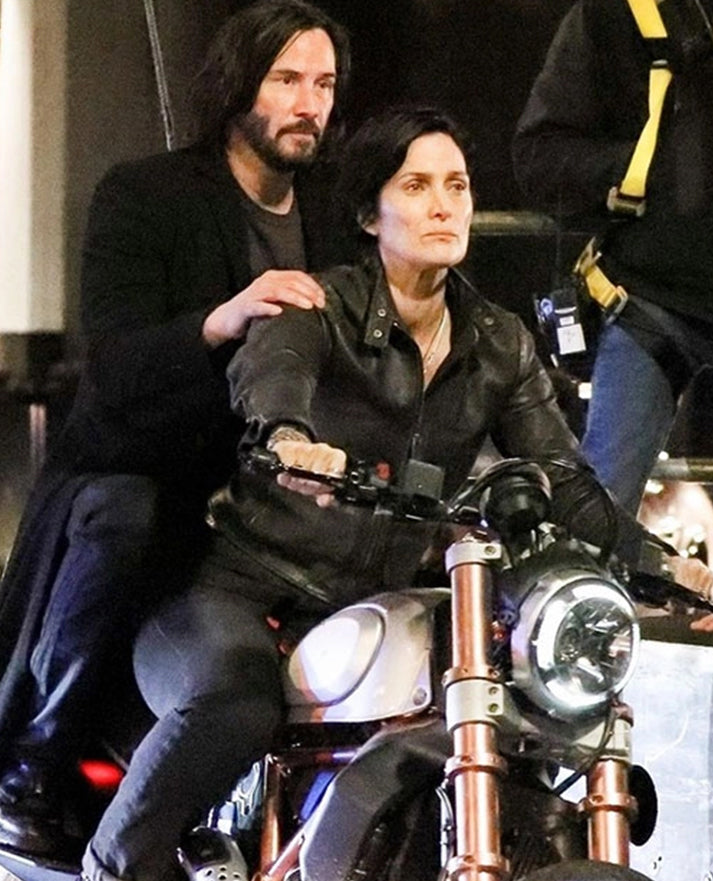 Carrie Anne Moss The Matrix Resurrections Leather Jacket
