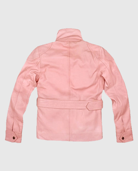 Women's Light Pink Leather Jacket