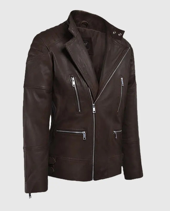 Shotgun Brown Moto Leather Jacket for Men