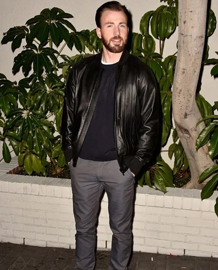 Chris Evans Bomber Leather Jacket