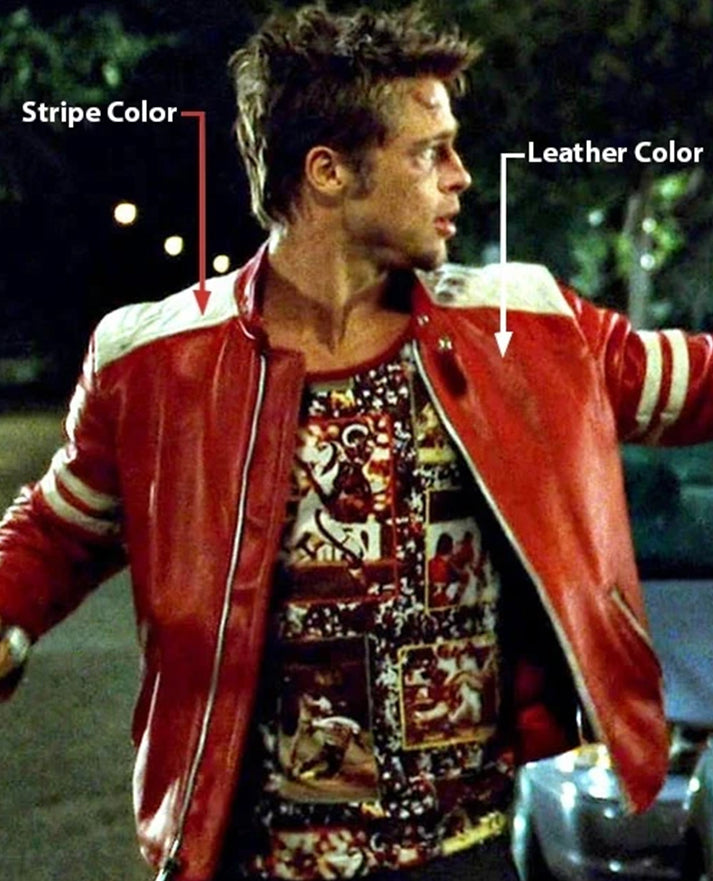Brad Pitt Fight Club Red Leather Jacket