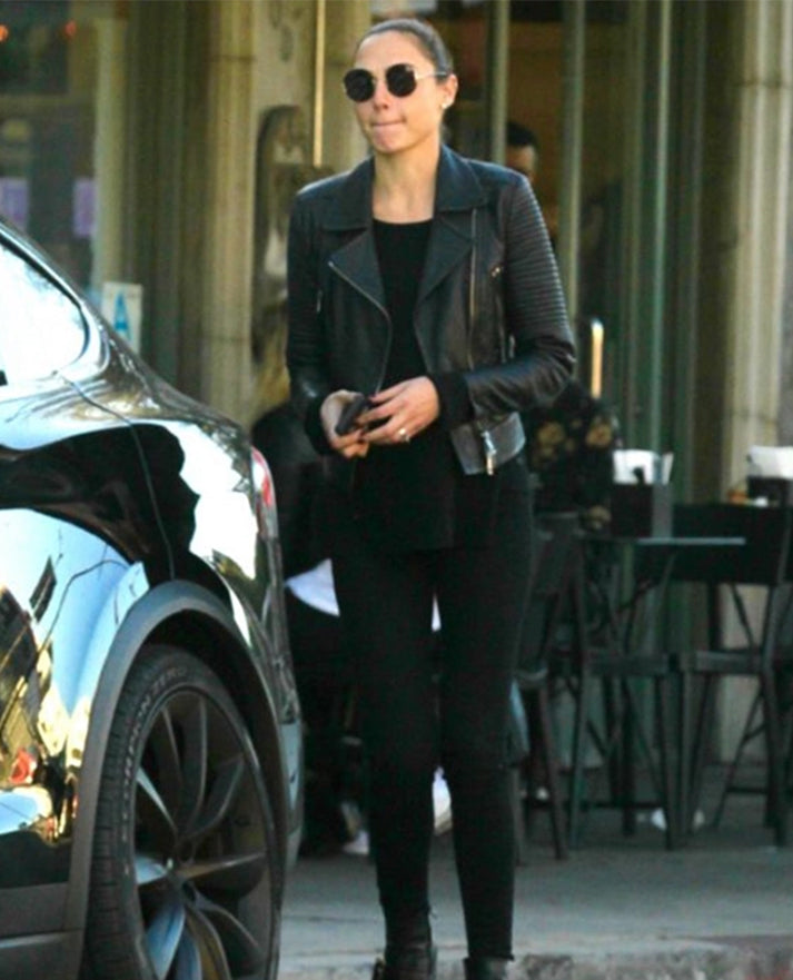Fast and Furious 6 Gal Gadot Black Leather Jacket