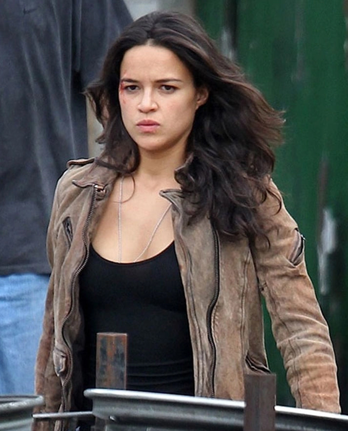 Furious 7 Michelle Rodriguez Suede Leather Jacket