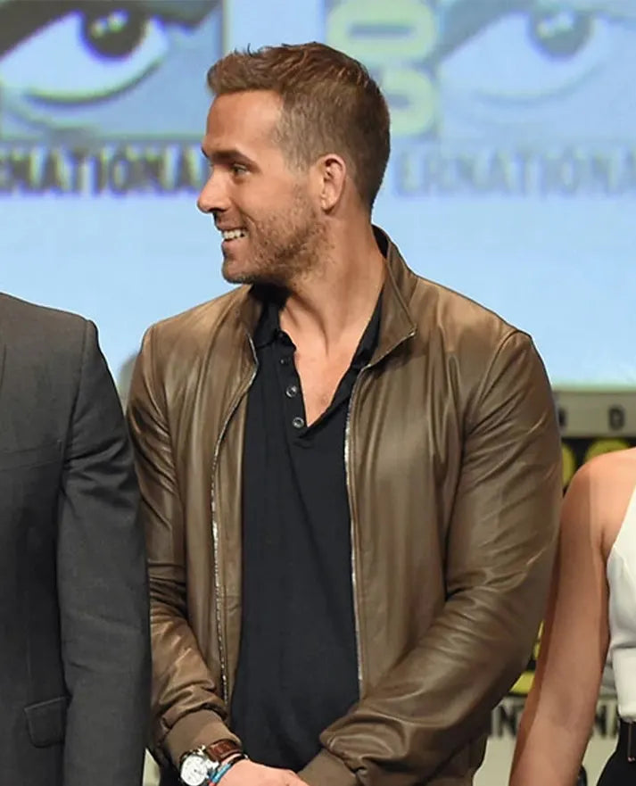 Ryan Reynolds Comic Con Black Leather Jacket