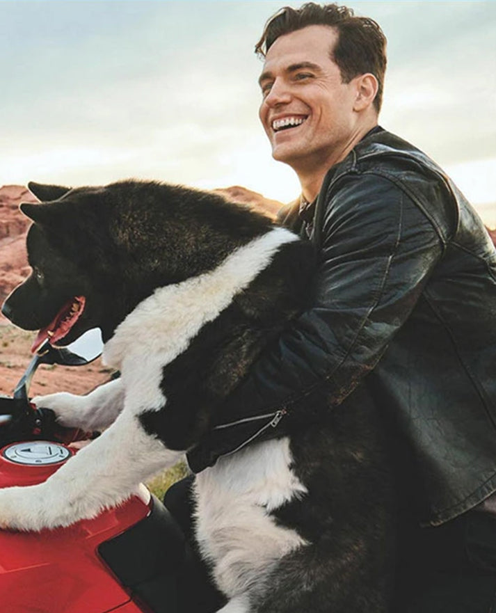 Henry Cavill Black Biker Leather Jacket