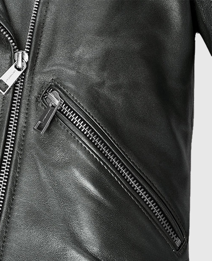 Women's Metallic Gray Leather Jacket