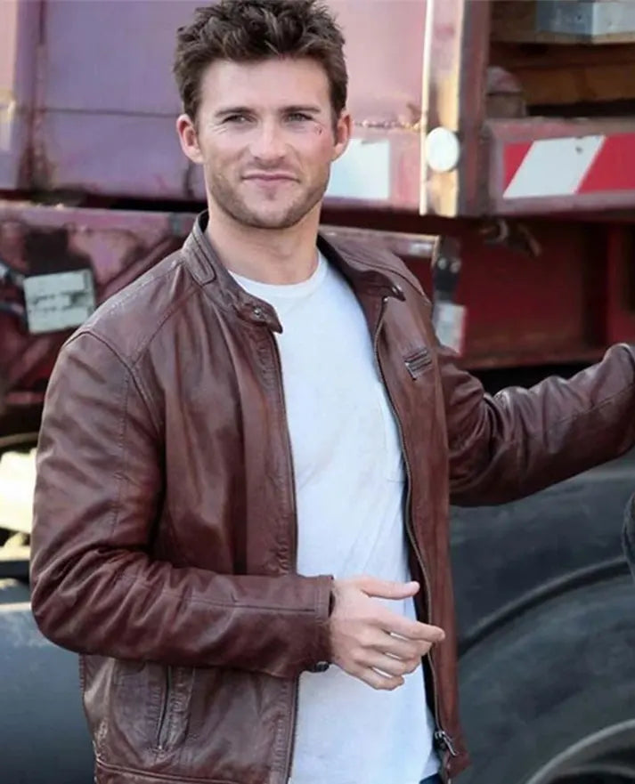 Scott Eastwood Overdrive Spanish Brown Leather Jacket