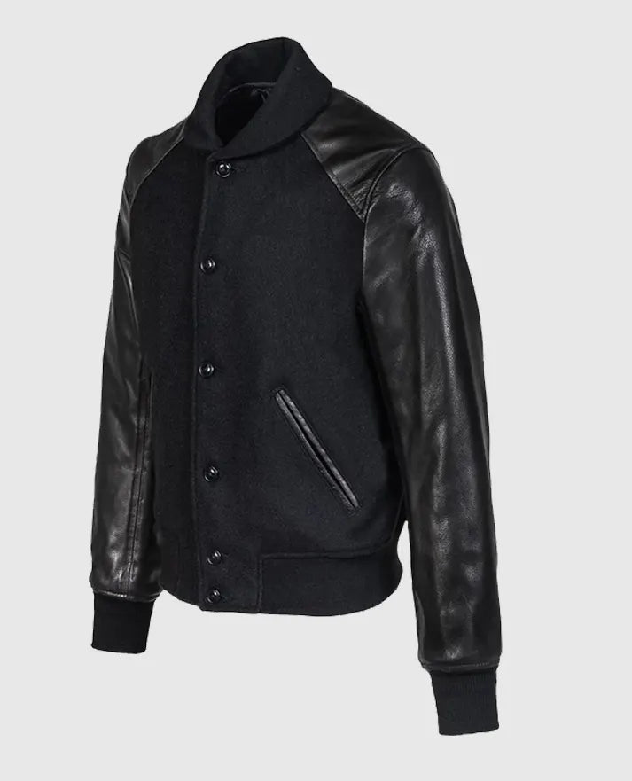 Men's Black Varsity Leather Jacket