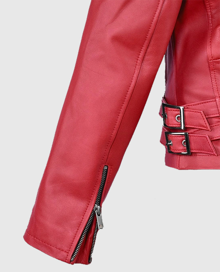 Women's Soft Raspberry Red Leather Jacket