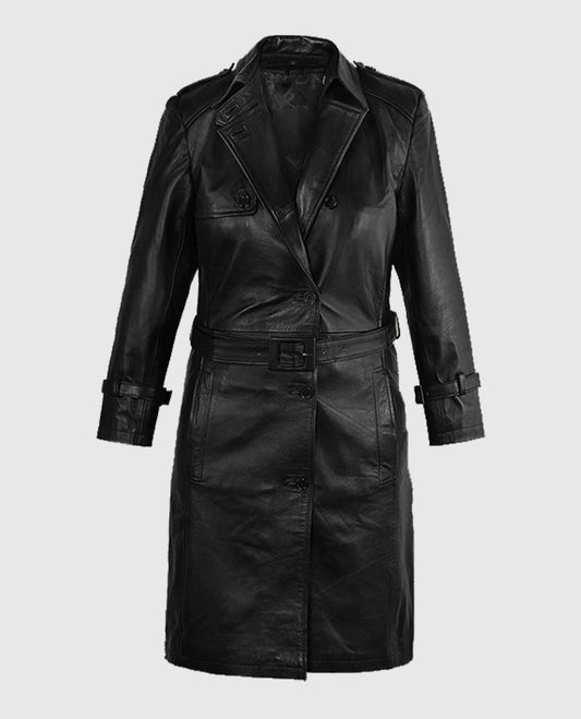 Jennifer Lopez Hustlers Leather Trench Coat