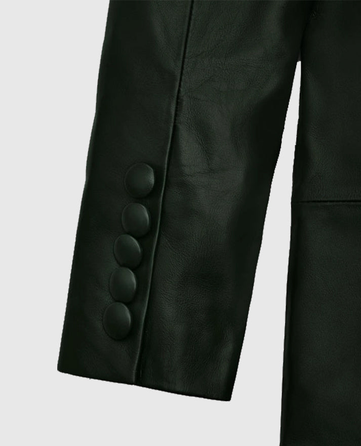 Women's Chelsea Black Leather Long Coat