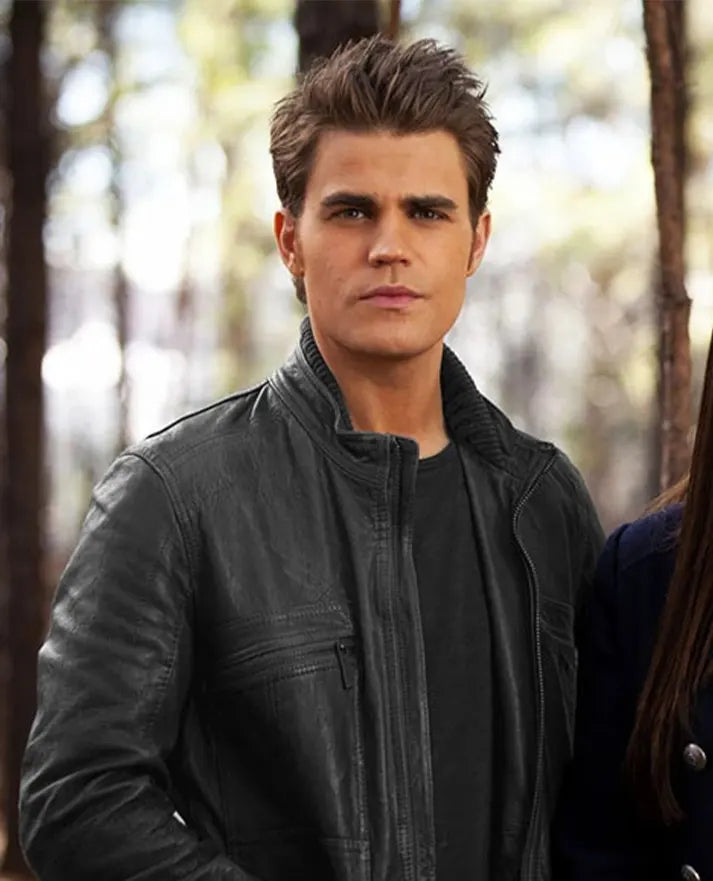 Paul Wesley The Vampire Diaries Black Leather Jacket