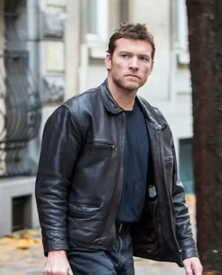 Sam Worthington Kidnapping Mr. Heineken Brown Leather Jacket