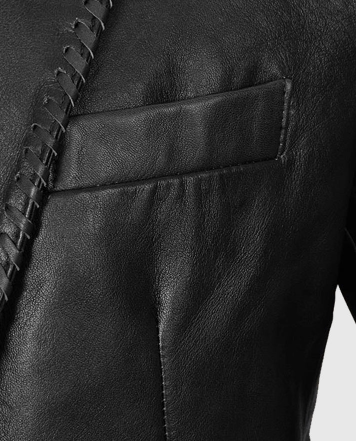 Medieval Black Leather Blazer For Men