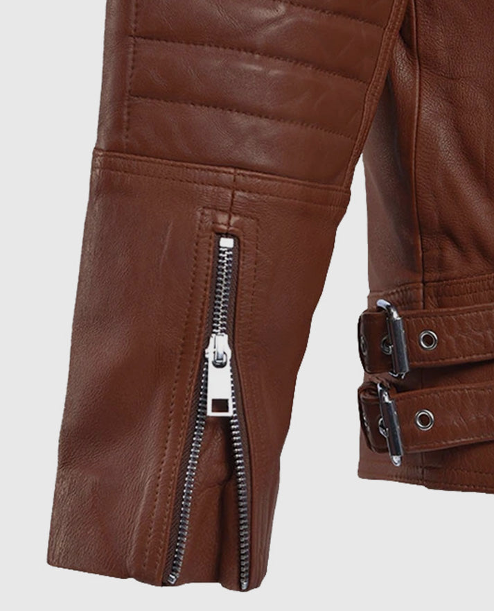 Men's Tan Moto Shotgun Leather Jacket