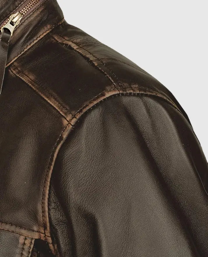 Men's Retro Leather Dark Brown Jacket