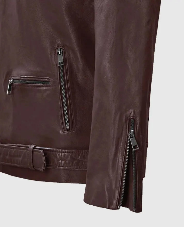 Burgundy Rutland Riding Leather Jacket for Men