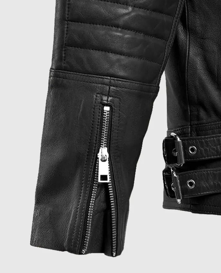 Men's Moto Shotgun Black Leather Jacket