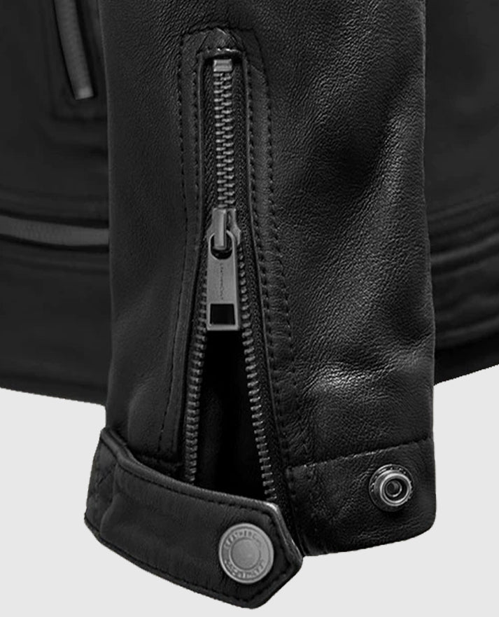 Black Biker Ironwood Leather Jacket for Men