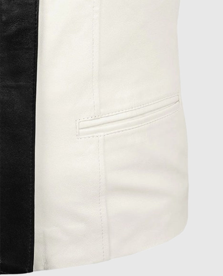 Women's Off-White Shirt-Style Leather Jacket