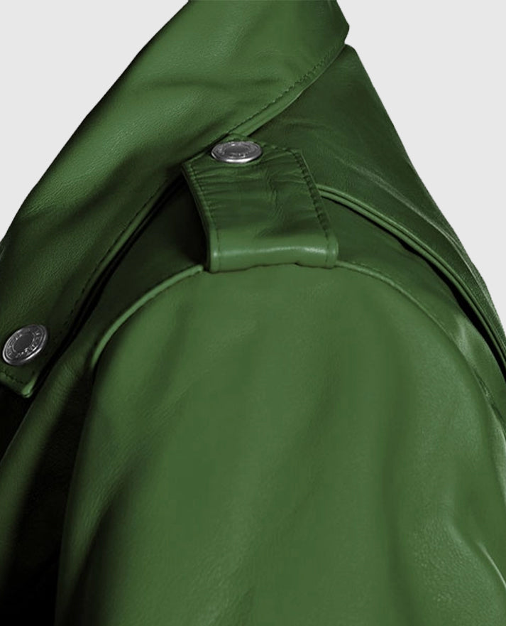Rihanna Green Biker Leather Jacket