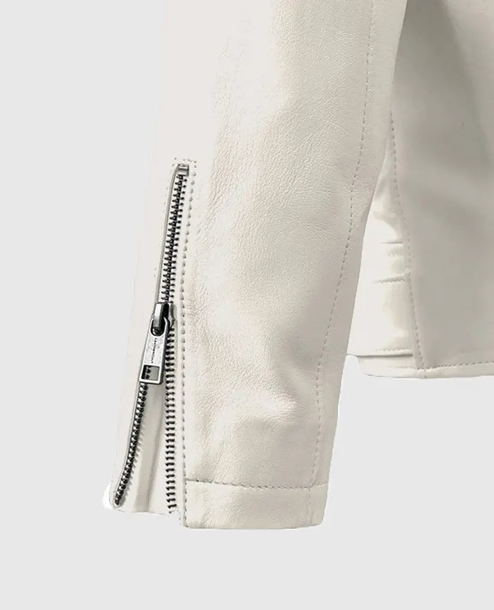 Nick Jonas White Leather Jacket