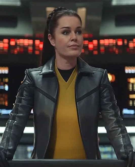 Anson Mount Star Trek Strange New Worlds Black Leather Jacket