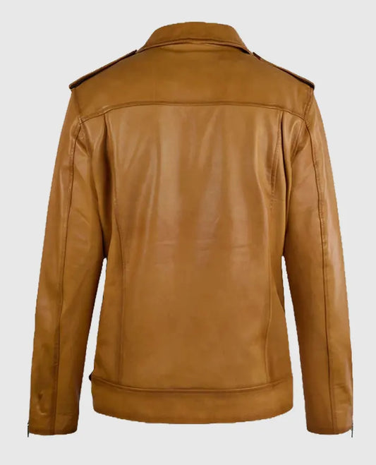 Caramel Brown Rutland Riding Leather Jacket For Men