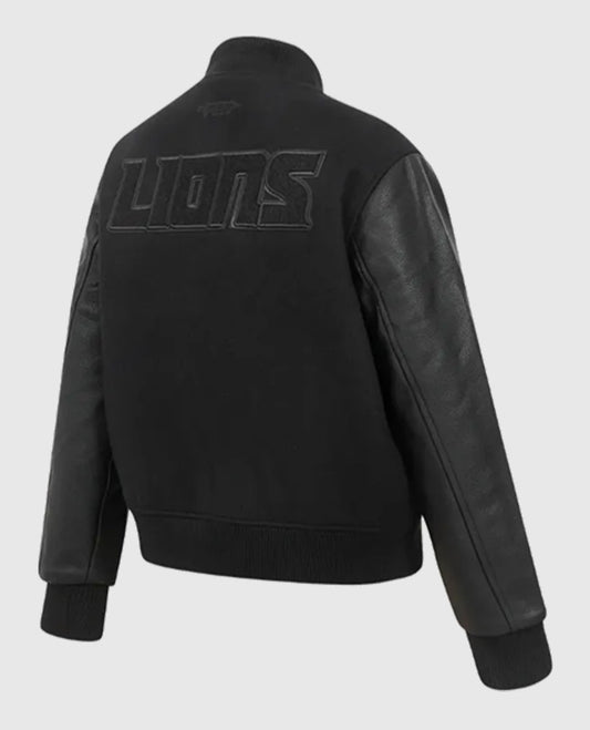 Detroit Lions Triple Black Varsity Wool Jacket