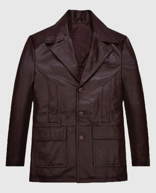 Johnny Depp Donnie Brasco Burgundy Leather Blazer