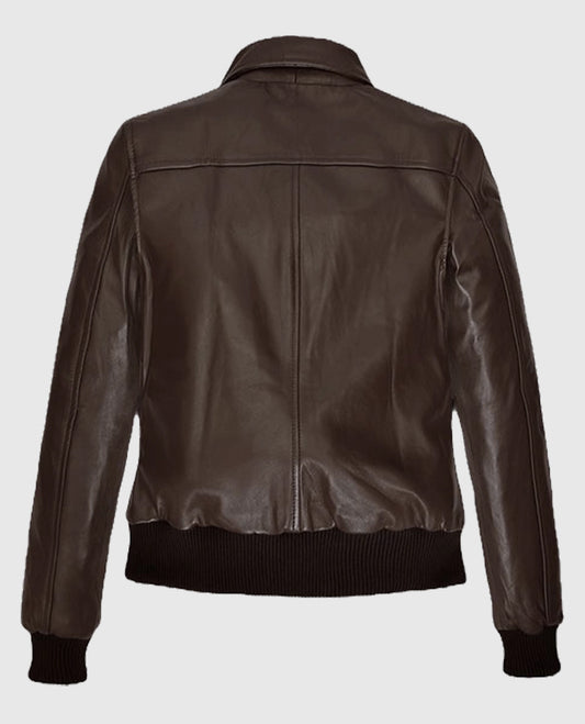 Kendall Jenner Bomber Brown Leather Jacket
