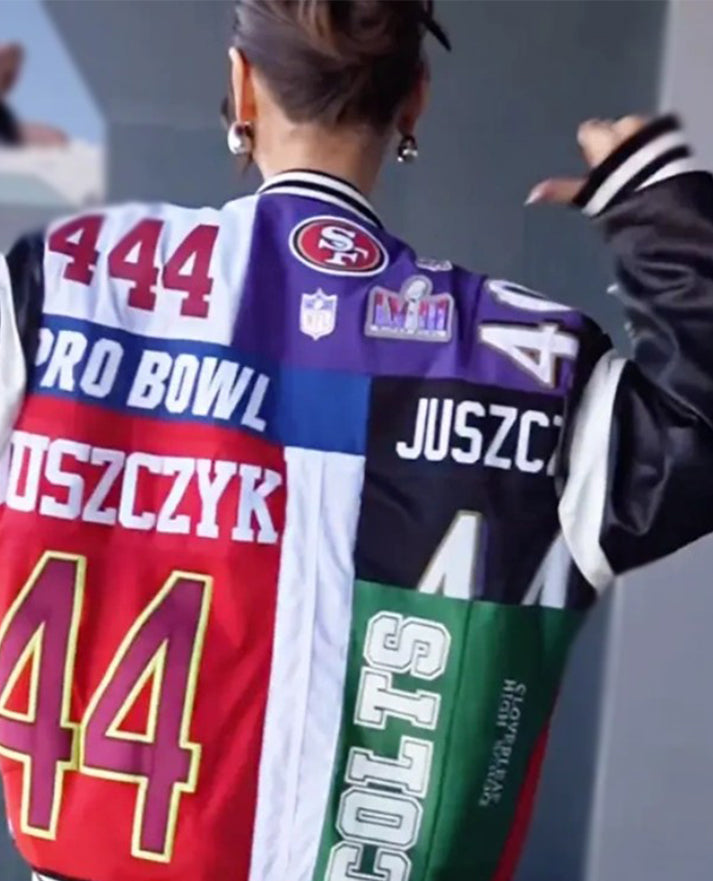 Super Bowl 2024 Kristin Juszczyk Leather Jacket