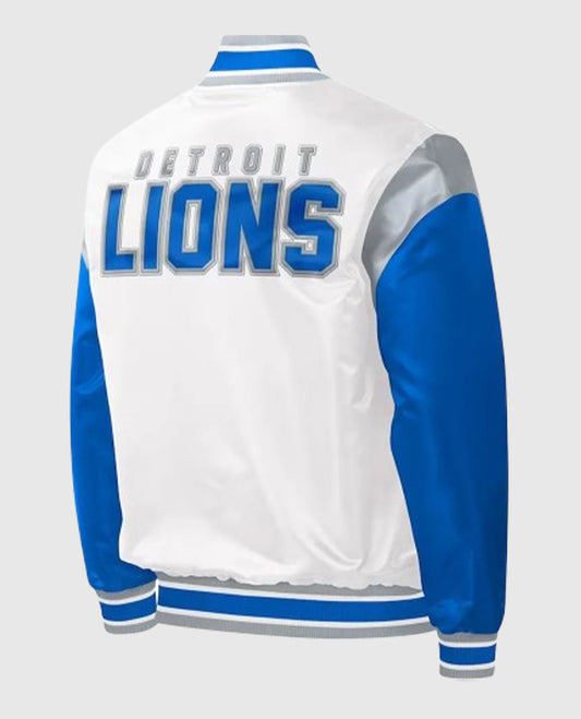 Throwback Warm Up Pitch Detroit Lions Varsity Jacket