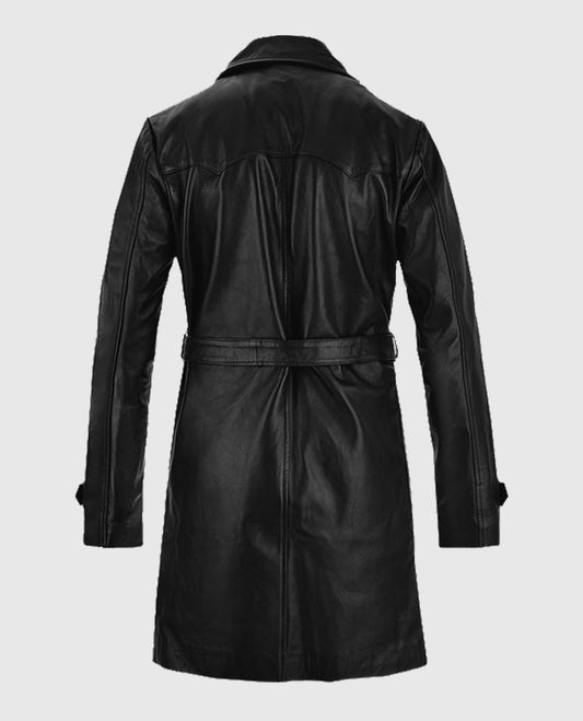 Vintage Trench 1970's Leather Coat For Men