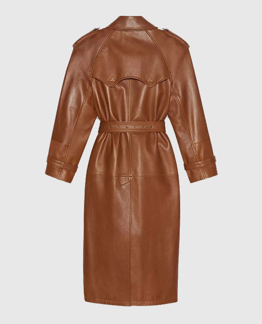 Women's Brown Ivy Leather Long Coat