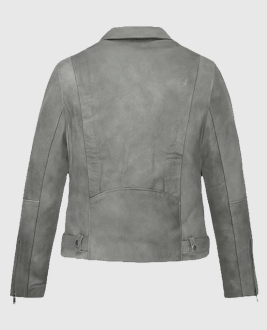Women's Suede Biker Gray Leather Jacket