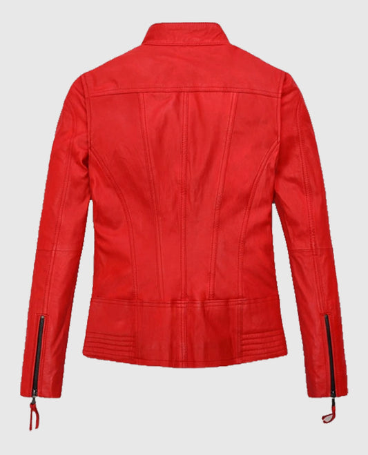 Women's Washed and Wax Red Leather Jacket