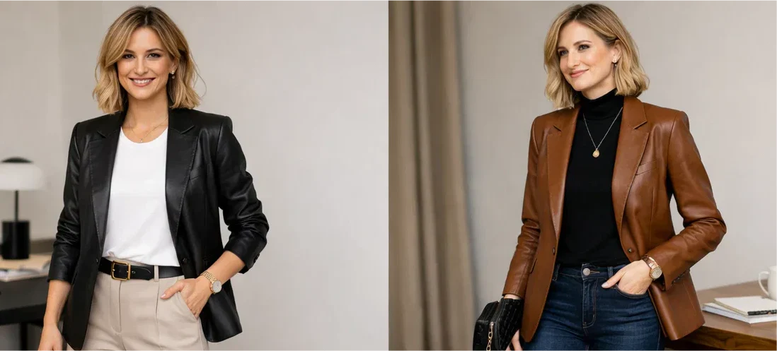 How to Style Women’s Leather Blazers for a Smart-Casual Work Look