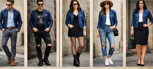 How to Style a Blue Leather Jacket: Outfit Ideas for Men & Women