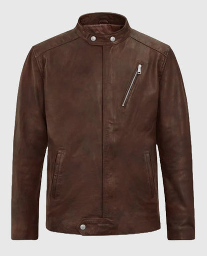 Men's Biker Motorad Spanish Brown Leather Jacket