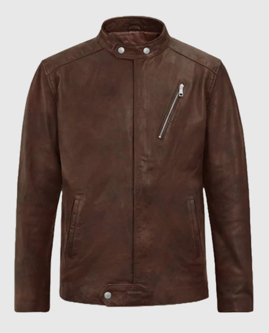 Men's Biker Motorad Spanish Brown Leather Jacket