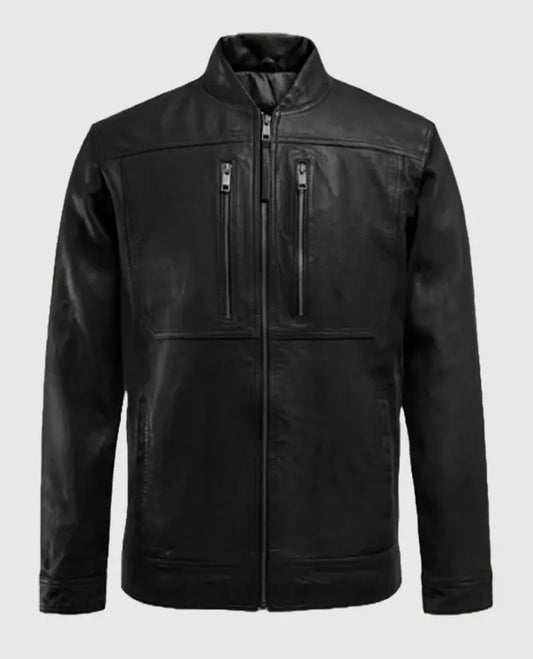 Thunder Storm Black Biker Leather Jacket for Men