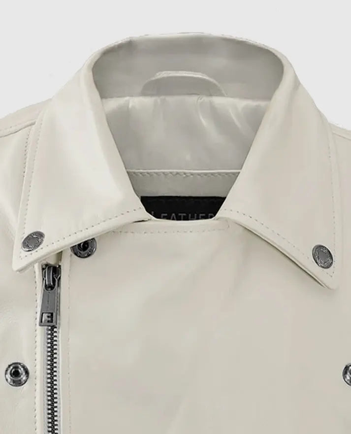 Nick Jonas White Leather Jacket
