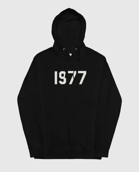 1977 Essentials Black  Pullover Hoodie