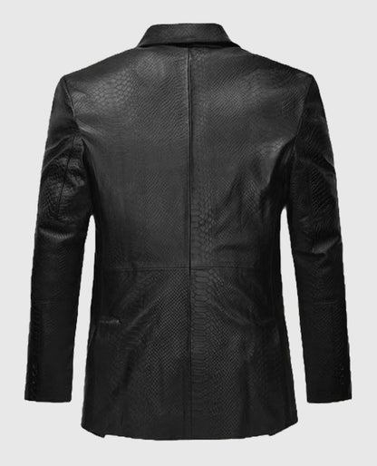 Python Catwalk Black Leather Blazer for Men