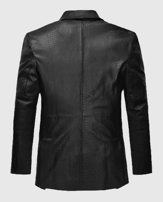 Python Catwalk Black Leather Blazer for Men