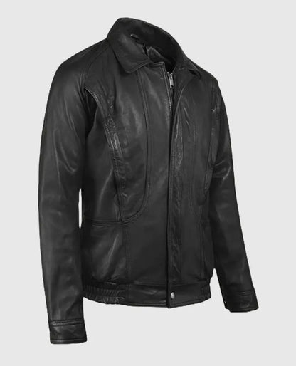 Men's Bomber Vintage Black Leather Jacket